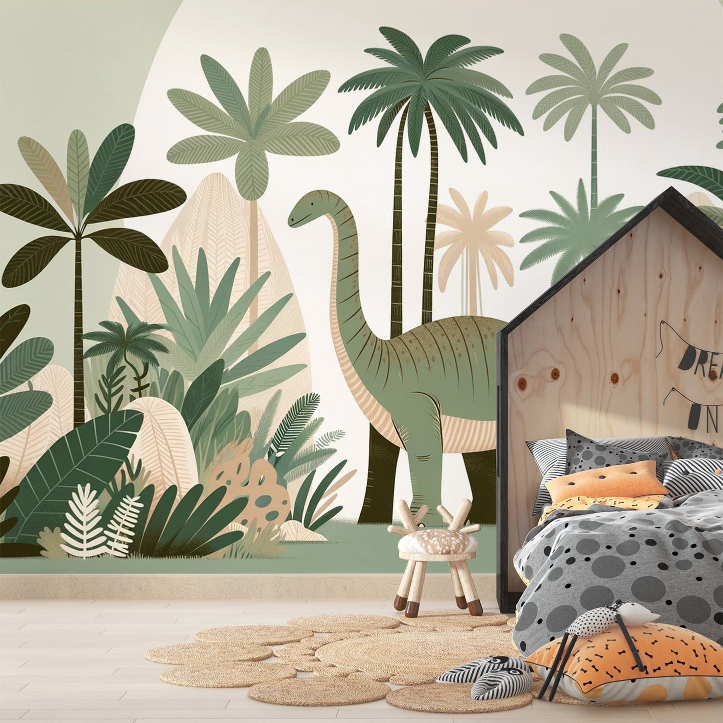 Papier Peint Dinosaure Diplodocus dans la Jungle Préhistorique Autocollant