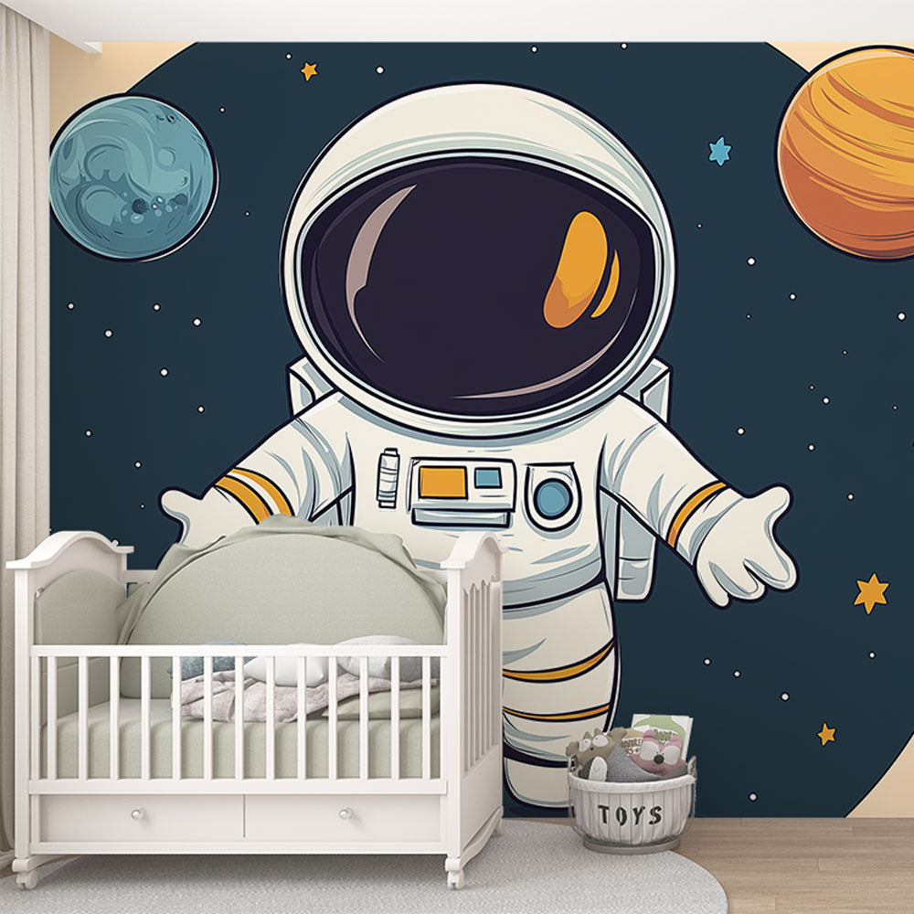 Papier Peint Espace Astronaute et Planètes dans lUnivers Autocollant