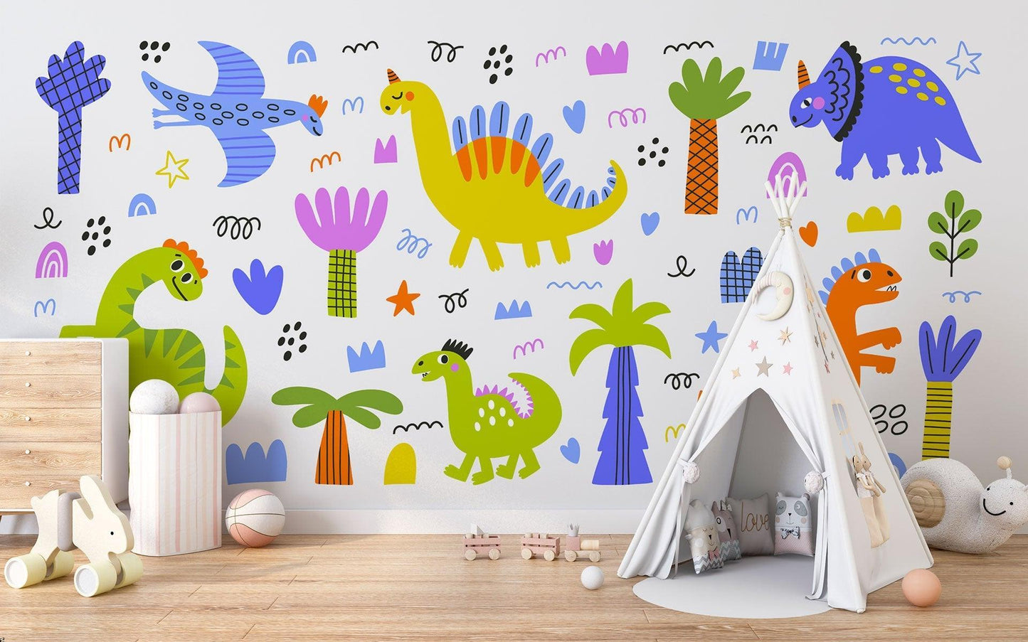Papier Peint Dinosaure Décor Ludique et Coloré pour Enfants Premium