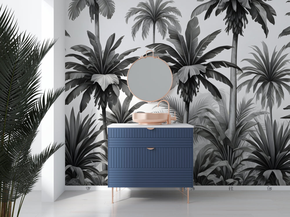 Papier Peint Palmier Design Tropical Monochrome Élégant Premium