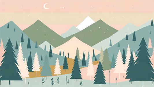 Papier Peint Montagne Forêt Nordique au Crépuscule