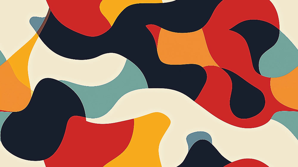 Papier Peint Abstrait Design Fluide Moderne en Teintes Contrastées