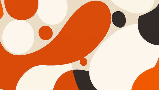Papier Peint Abstrait Cercles Géométriques Orange et Noir