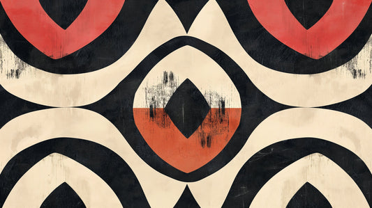 Papier Peint Géométrique Motif Art Déco Noir et Terracotta