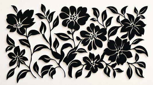 Papier Peint Fleuri Motif Botanique Noir et Blanc