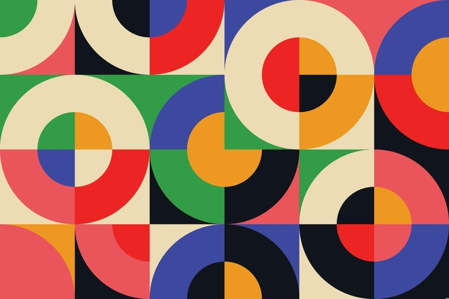 Papier Peint Géométrique Cercles Bauhaus Multicolores