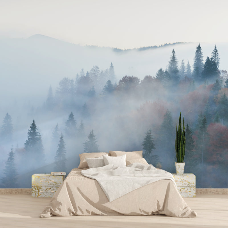 Papier Peint Forêt Brume Matinale sur les Pins de Montagne Example de Design 1