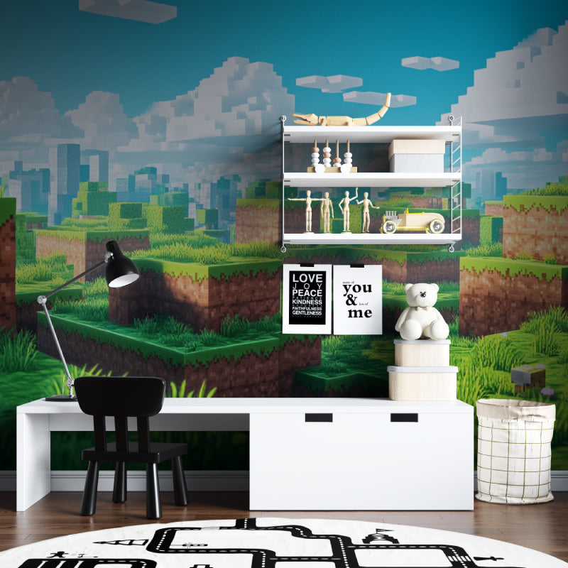Papier Peint Gamer Paysage Minecraft en Pixel Art Example de Design 1