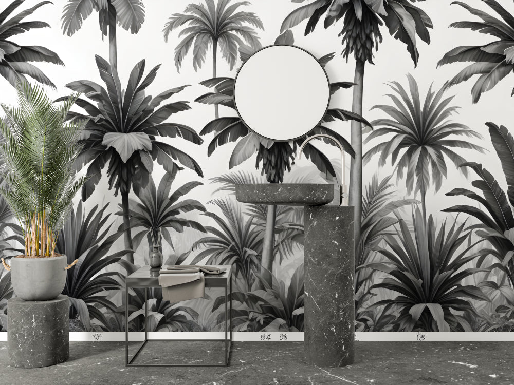Papier Peint Palmier Design Tropical Monochrome Élégant Example de Design 1