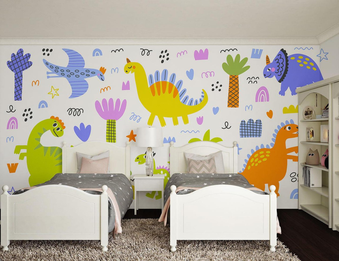 Papier Peint Dinosaure Décor Ludique et Coloré pour Enfants Example de Design 2