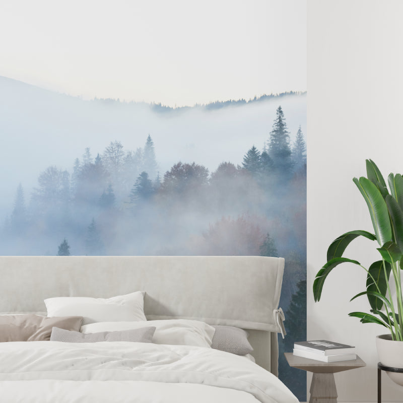 Papier Peint Forêt Brume Matinale sur les Pins de Montagne Example de Design 2