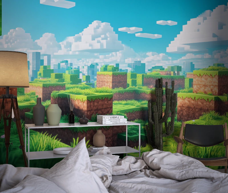 Papier Peint Gamer Paysage Minecraft en Pixel Art Example de Design 2