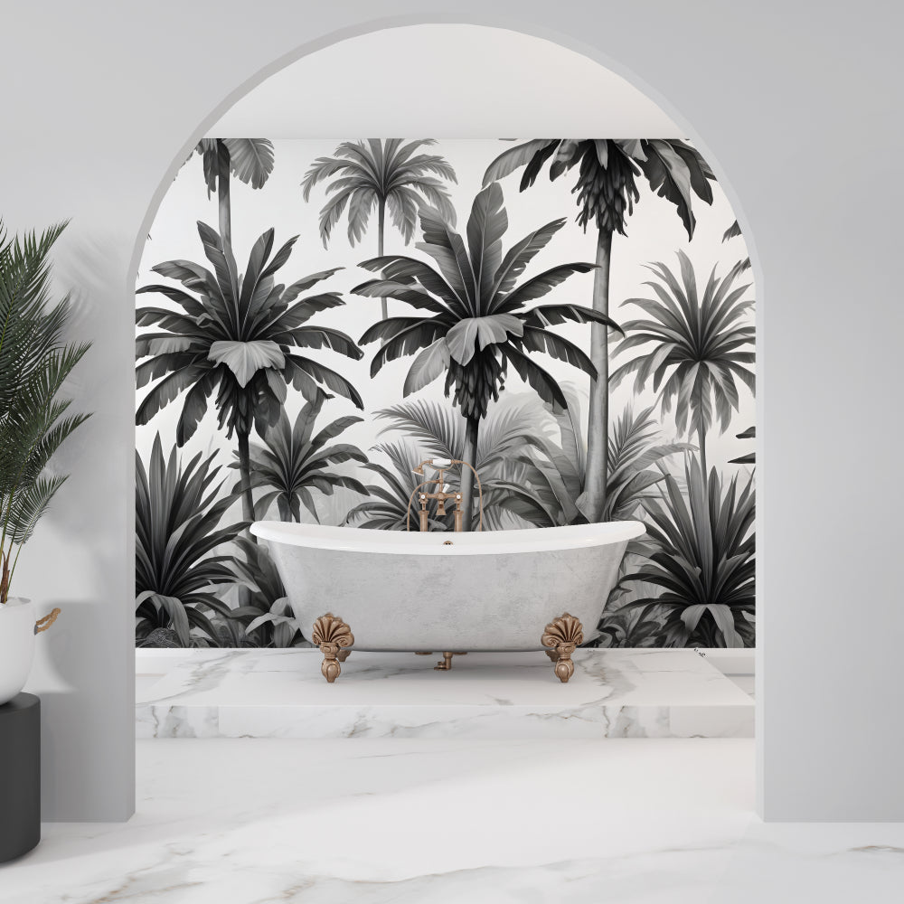 Papier Peint Palmier Design Tropical Monochrome Élégant Example de Design 2