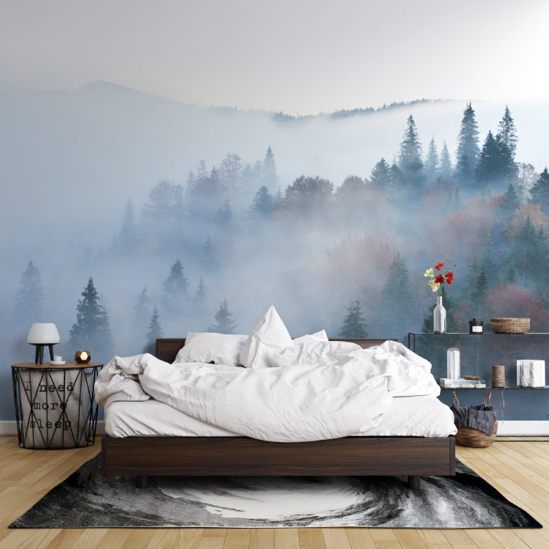 Papier Peint Forêt Brume Matinale sur les Pins de Montagne Example de Design 3