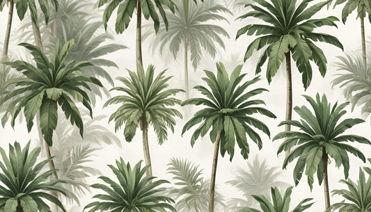 Papier Peint Palmier Fresque Tropicale Luxuriante sur Fond Ivoire