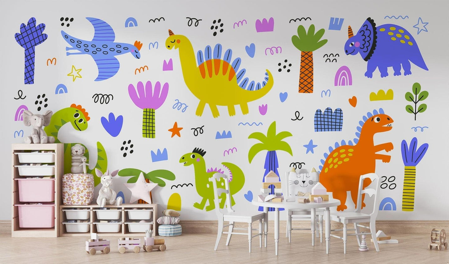 Papier Peint Dinosaure Décor Ludique et Coloré pour Enfants Example de Design 4