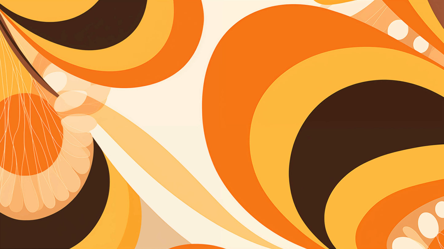 Papier Peint Géométrique Cercles Rétro Orange Style 70s