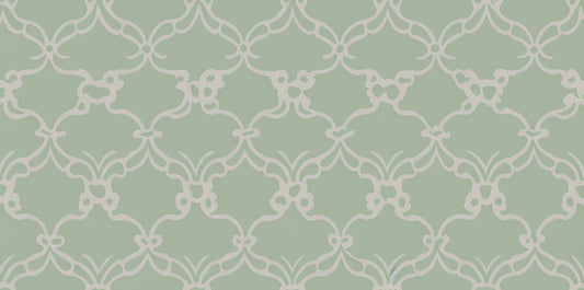Papier Peint Art Déco Motif Géométrique Vert Sauge et Beige