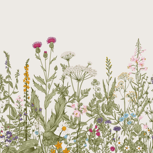 Papier Peint Floral Fresque Botanique de Fleurs Sauvages