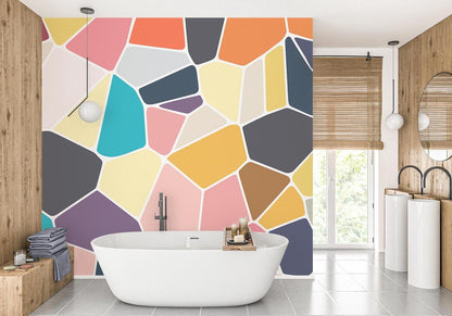 Papier Peint Géométrique Mosaïque Moderne Multicolore Autocollant