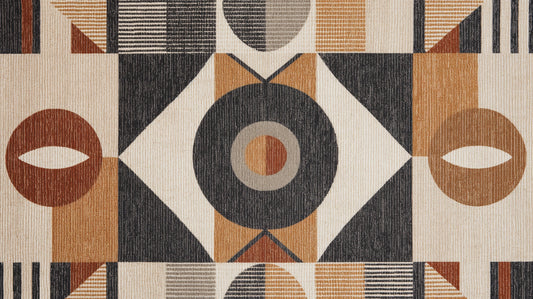 Papier Peint Géométrique Art Déco Terracotta et Noir
