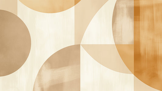 Papier Peint Géométrique Courbes Modernes Beige et Doré
