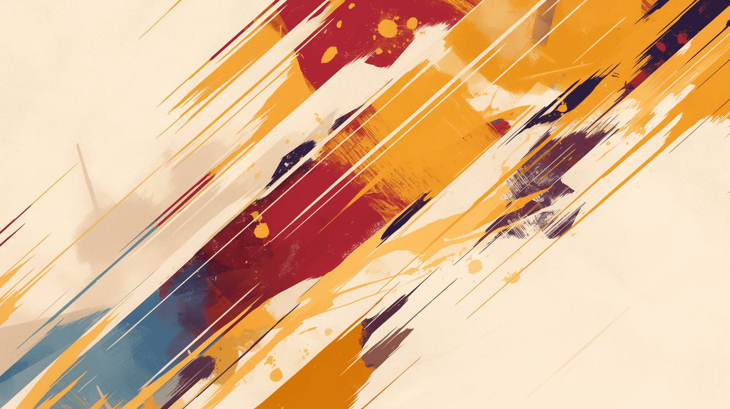 Papier Peint Abstrait Coups de Pinceau Orange et Bordeaux Dynamiques