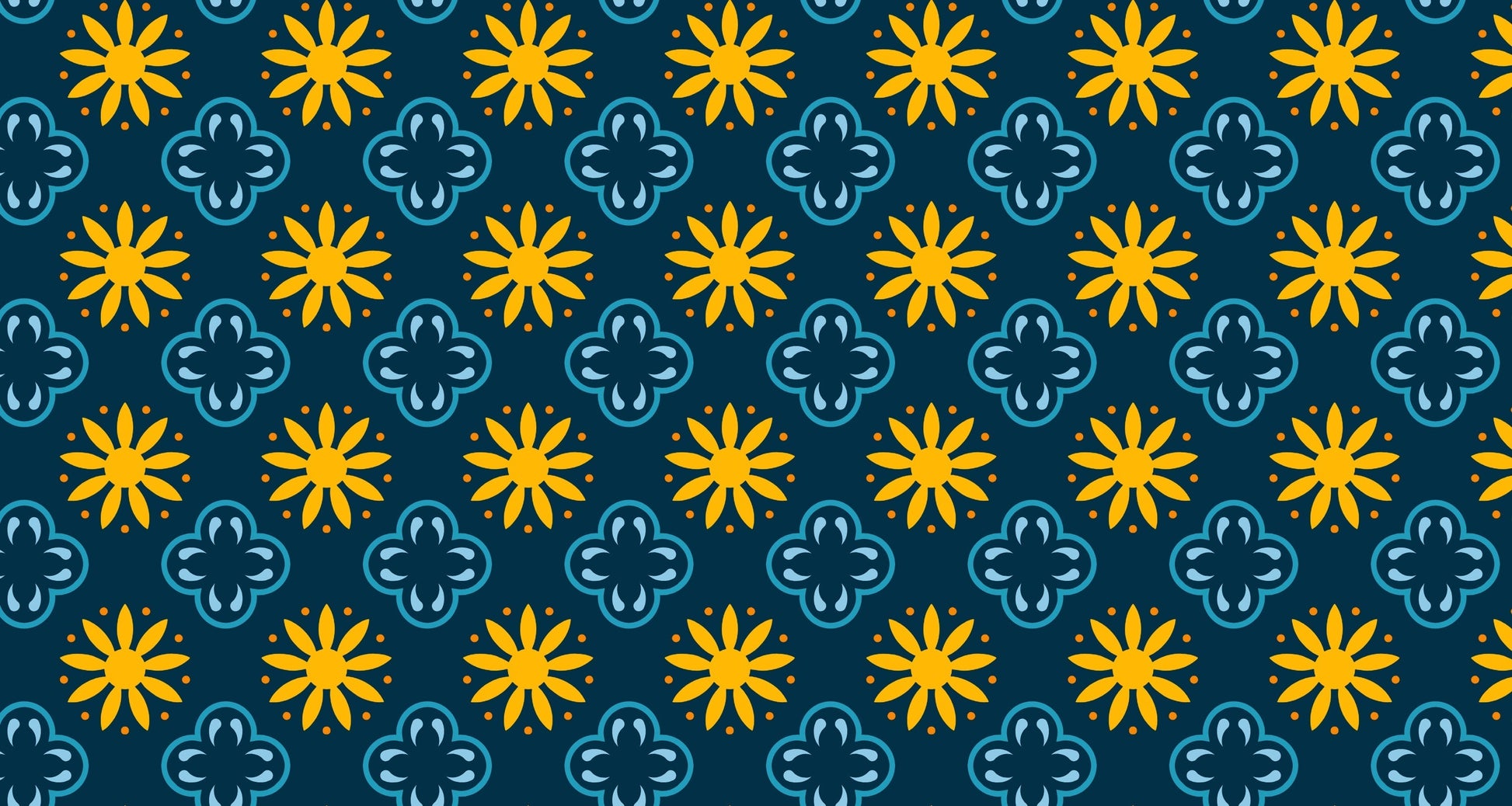 Papier Peint Géométrique Motif Floral Bleu Marine et Doré