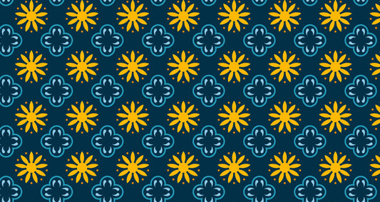 Papier Peint Géométrique Motif Floral Bleu Marine et Doré