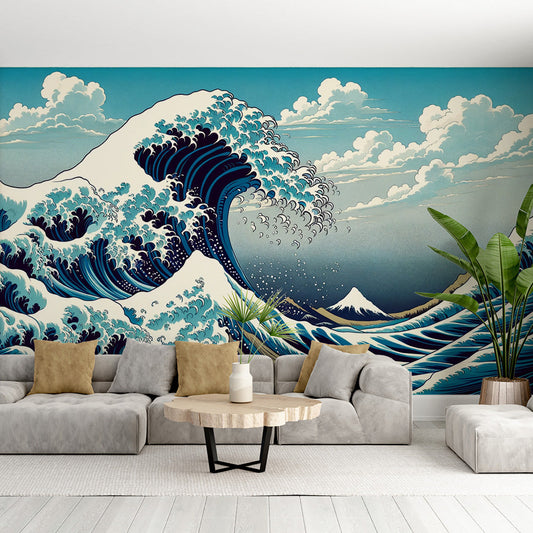 Papier Peint Japonais La Grande Vague de Kanagawa Art Traditionnel Autocollant