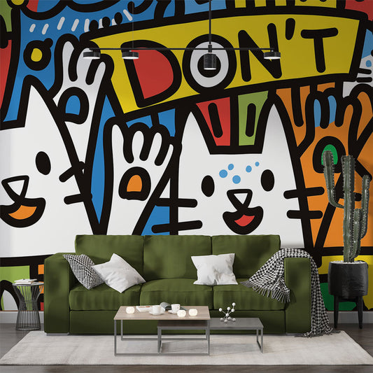 Papier Peint Street Art Chats Pop Art Style Graffiti Autocollant