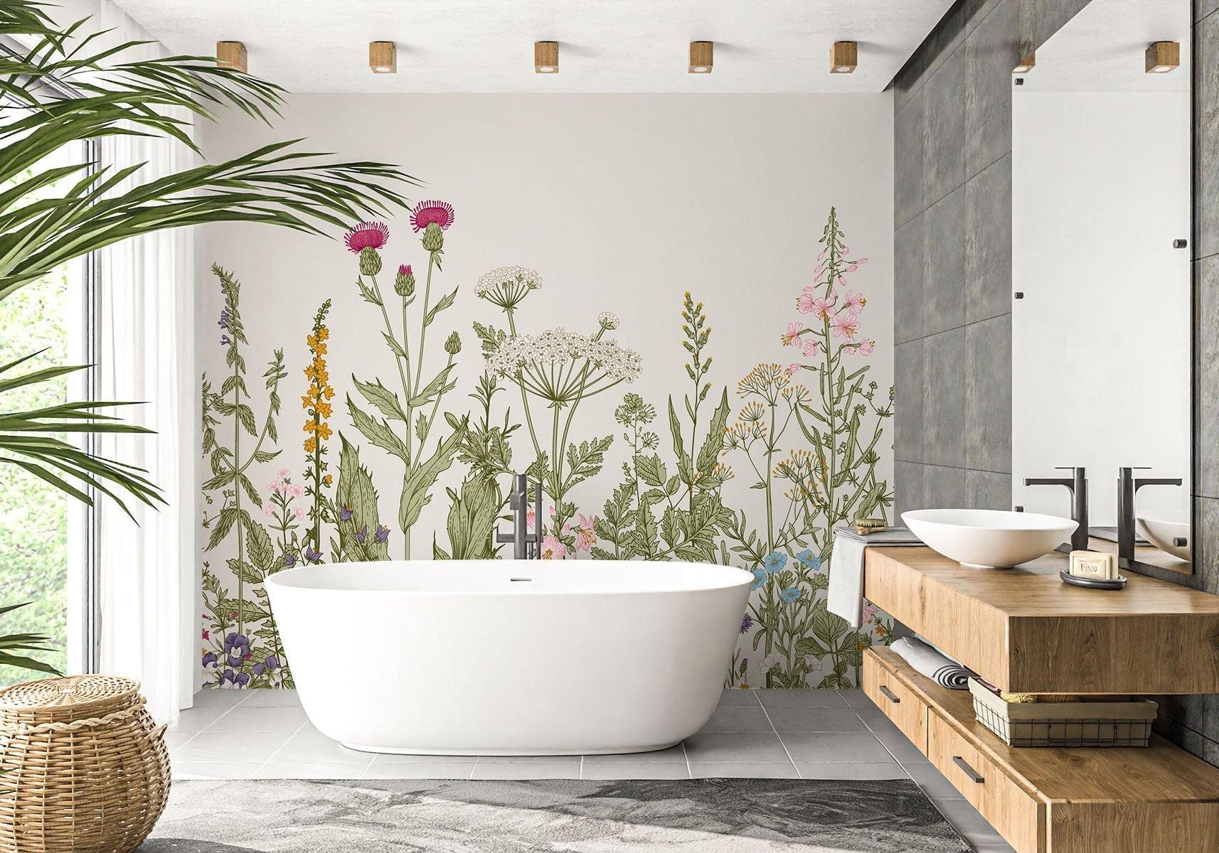Papier Peint Floral Fresque Botanique de Fleurs Sauvages Premium