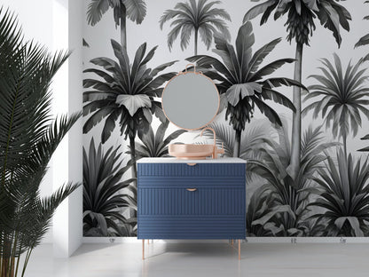 Papier Peint Palmier Design Tropical Monochrome Élégant Premium