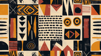 Papier Peint Géométrique Design Tribal Moderne Terracotta et Or