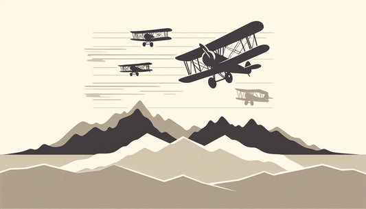 Papier Peint Aviation Biplans Vintage et Montagnes Minimalistes