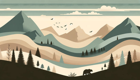Papier Peint Montagne Paysage Scandinave Minimaliste Vert Sauge
