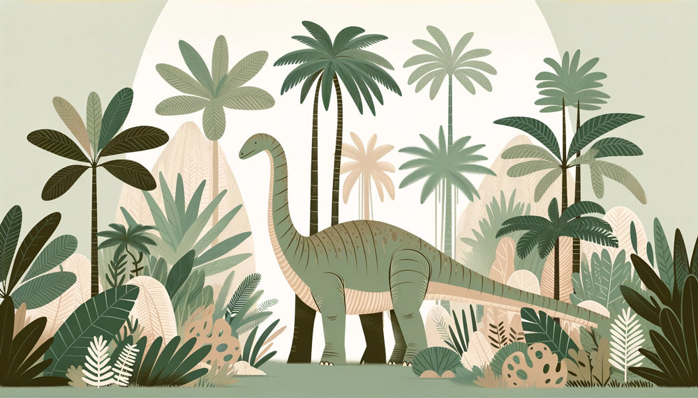 Papier Peint Dinosaure Diplodocus dans la Jungle Préhistorique