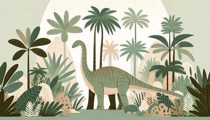 Papier Peint Dinosaure Diplodocus dans la Jungle Préhistorique