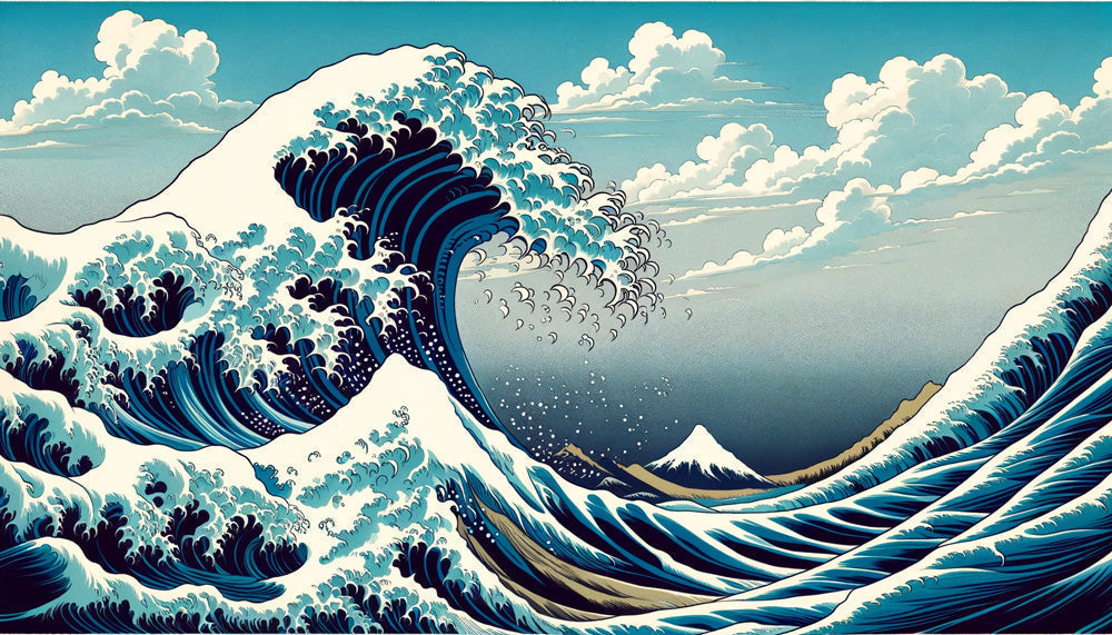 Papier Peint Japonais La Grande Vague de Kanagawa Art Traditionnel