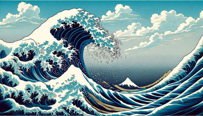 Papier Peint Japonais La Grande Vague de Kanagawa Art Traditionnel