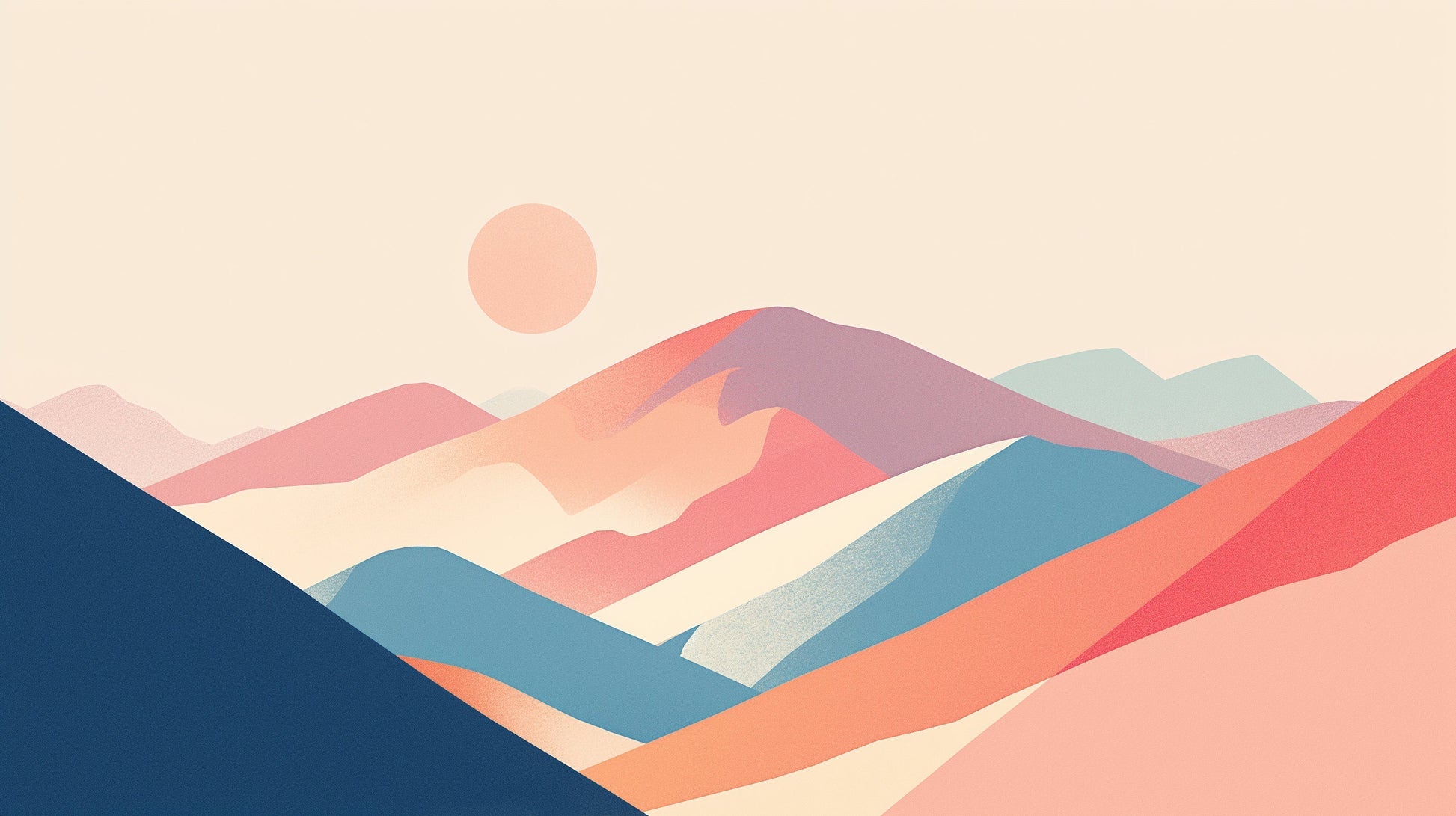 Papier Peint Montagne Paysage Abstrait Coucher de Soleil Pastel