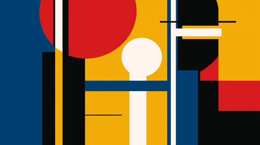 Papier Peint Géométrique Design Bauhaus Rouge et Jaune