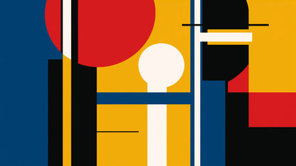 Papier Peint Géométrique Design Bauhaus Rouge et Jaune