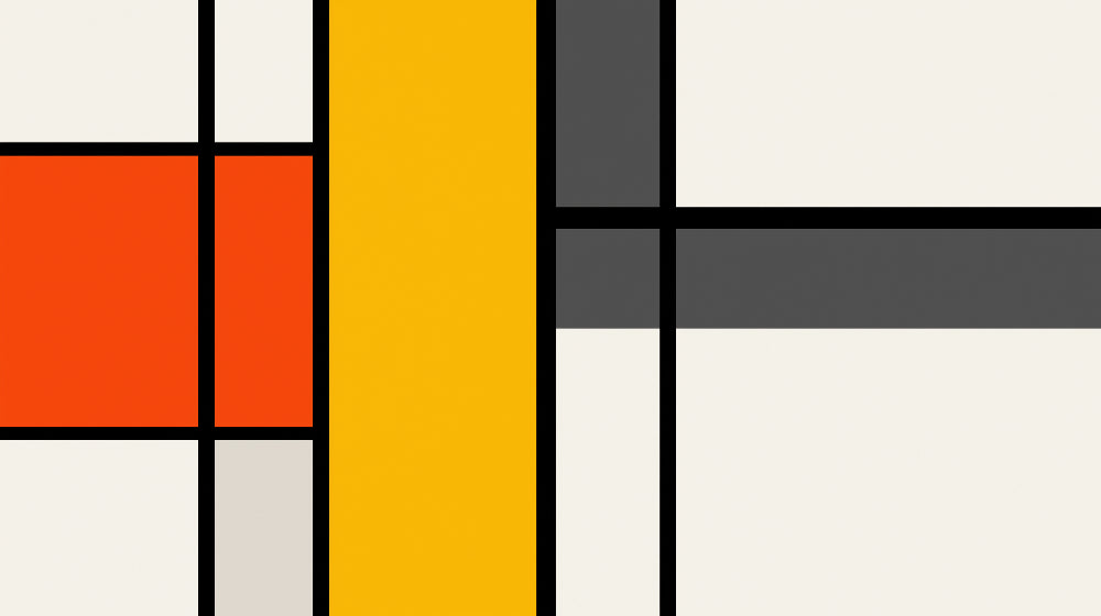 Papier Peint Géométrique Style Mondrian Jaune et Orange