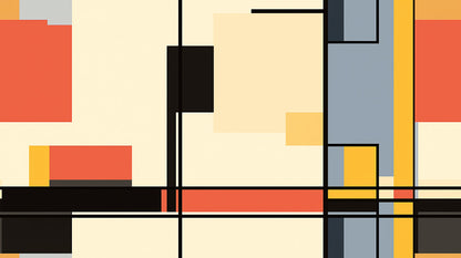 Papier Peint Géométrique Style Mondrian Moderne Multicolore