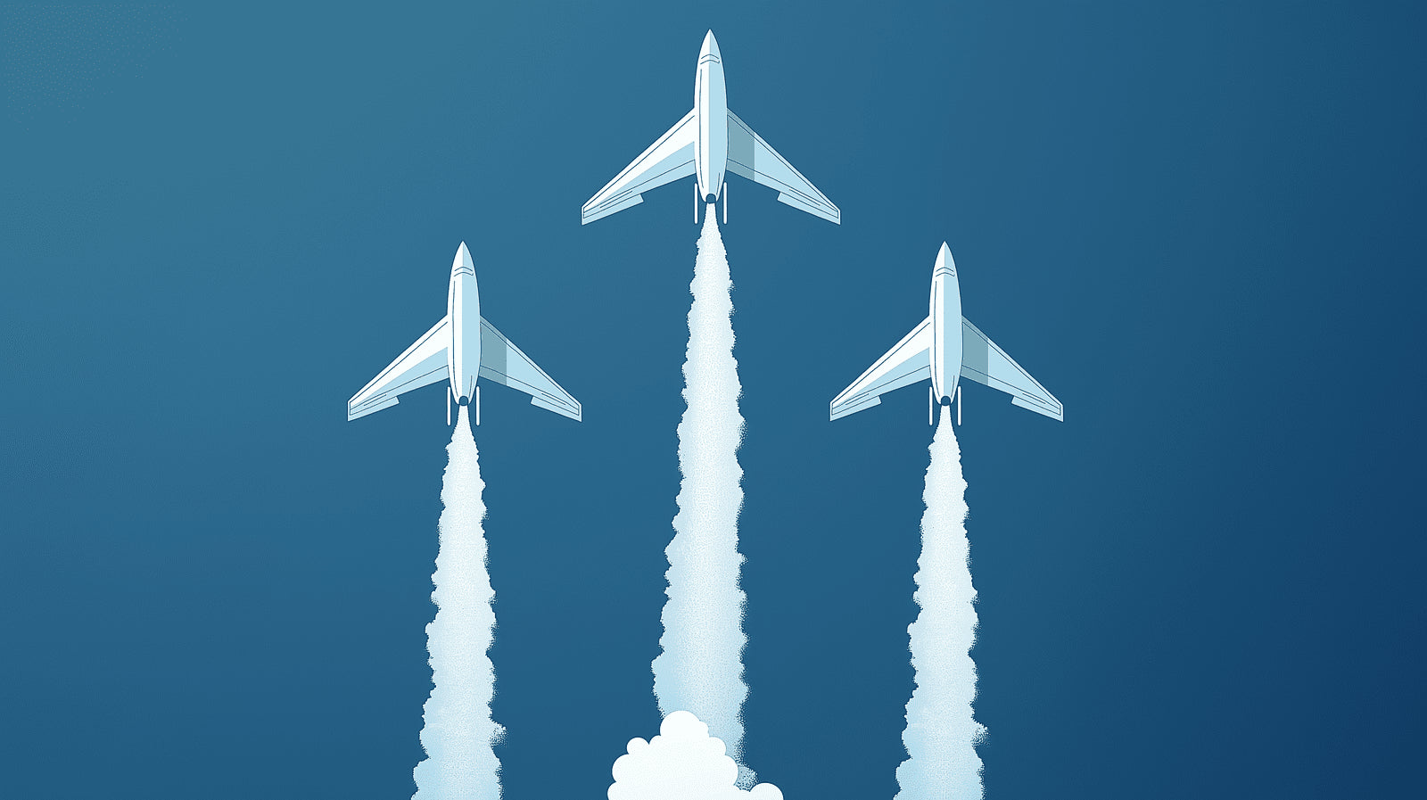 Papier Peint Avion Formation Aérienne sur Fond Bleu Profond