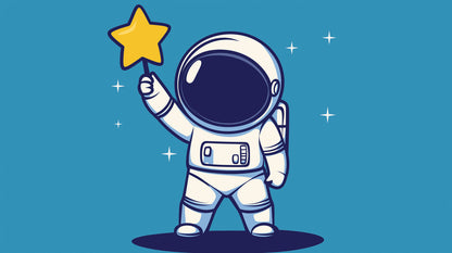 Papier Peint Astronaute Aventure Spatiale avec Étoile Dorée