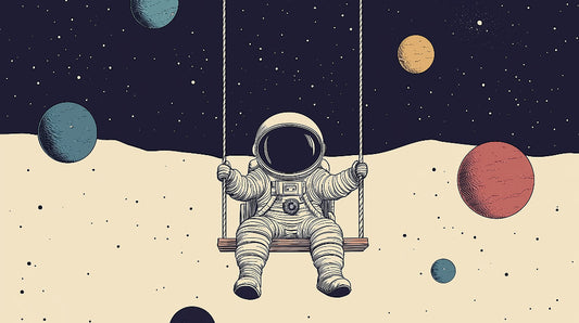 Papier Peint Espace Astronaute sur Balançoire dans lUnivers