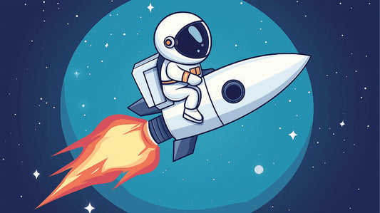 Papier Peint Espace Astronaute sur sa Fusée dans les Étoiles