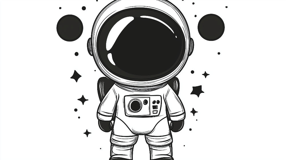 Papier Peint Astronaute Design Spatial Noir et Blanc